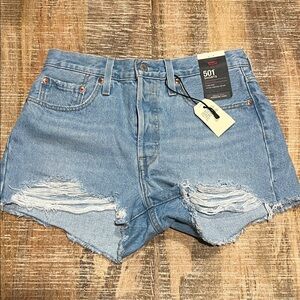 Levi's Light Blue Distressed Jean Shorts